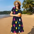 thumbnail image 4 of Disketp Colorful Ping Pong Rackets para Vestido de Manga Corta para Mujeres, Vestidos de Verano para Mujeres, Casual y Holgado para la Playa, 4 of 6