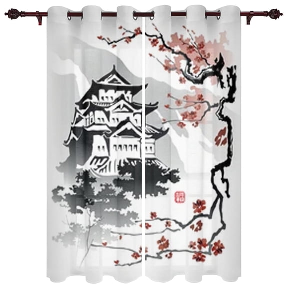 Branches Of Sakura Japanese Style Window Curtain For Kids Room Home Blinds Curtains For Living Room Bedroom Window Drapes