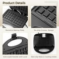 thumbnail image 4 of Waffle Maker with Nonstick Plate, 750W No-drip Waffle Maker, Portable Waffle Iron with Anti-scald Handle, Waffle Press, Breakfast Machine with Indicator Lights, Easy to Clean, 4 of 6