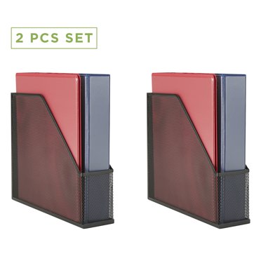 Mesh Magazine File Rack Holder 4 Compartments Mesh Metal Storage Shelf Black