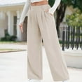 thumbnail image 6 of Audhol Linen Work Pants Women, Women's Wide Leg Pants High Waisted Business Work Casual Trousers 2025 Summer Comfy Palazzo Pants with Pockets Linen Pants Women Tall Khaki M, 6 of 7