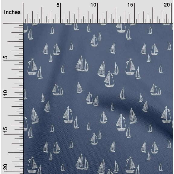 oneOone Cotton Jersey Venice Blue Fabric Yacht Nautical Sewing Material Print Fabric By The Yard 58 Inch Wide