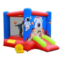 WELLFUNTIME Inflatable Bounce House with Slide Bouncer Kids Jumping Castle with Blower for Backyard Outdoor Fun