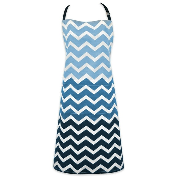 DII Modern Style 100 Percent Cotton Chevron Chef Apron in Nautical Blue