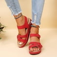 thumbnail image 2 of Women's Casual Summer Wedges Sandals T-strap Open Toe Slingback High Heels Beach Walking Dressy Sandal, 2 of 7
