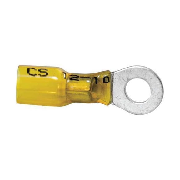 Velvac Ring Terminal,Yellow,12 AWG,10 AWG,PK10 37414
