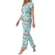 thumbnail image 4 of Pijamas para mujeres INSPIRE CHIC, camiseta de cuello en V de manga corta con pantalones de tiro ajustable, conjuntos de lounge impresos con bolsillos, talla XL, floral azul, 4 of 5