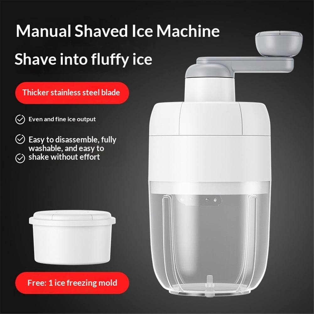QUAN Hand-cranked Shaver Ice and Snow Cone Machine, Manual Shaved Ice Machine Household Protable Small Slushie Machine