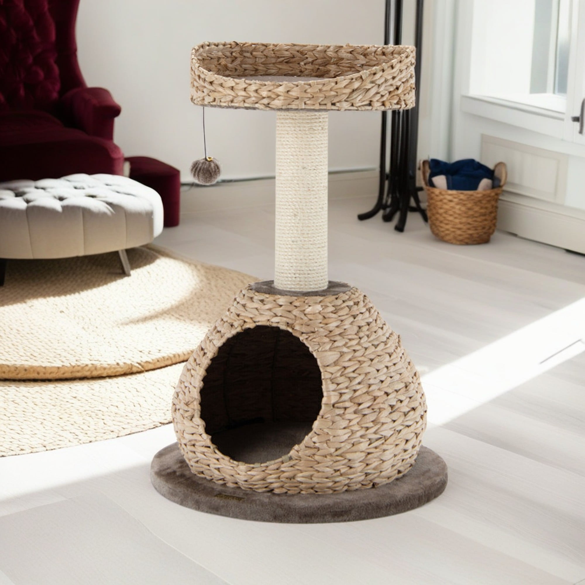 resenkos 28" Small Cat Tree Tower with Cat Scratching Post for Indoor Cats, Featuring with Cat Condo and Cozy Perch for Kittens and Cats, Brown