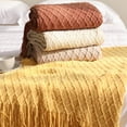 thumbnail image 4 of Slopehill Beige Textured Acrylic Knitted Throw, 50" x 60", 4 of 9
