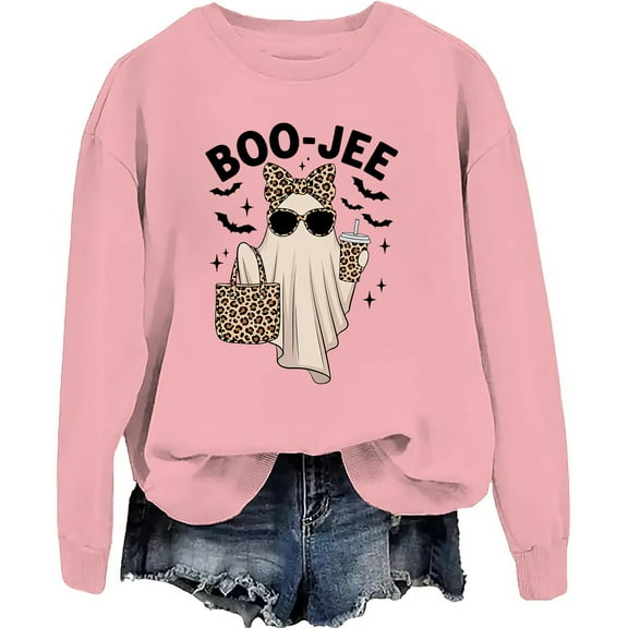 Boo-Jee Sweatshirt Boo Jee Ghost Sweatshirts Women Spooky Season Halloween Hoodie