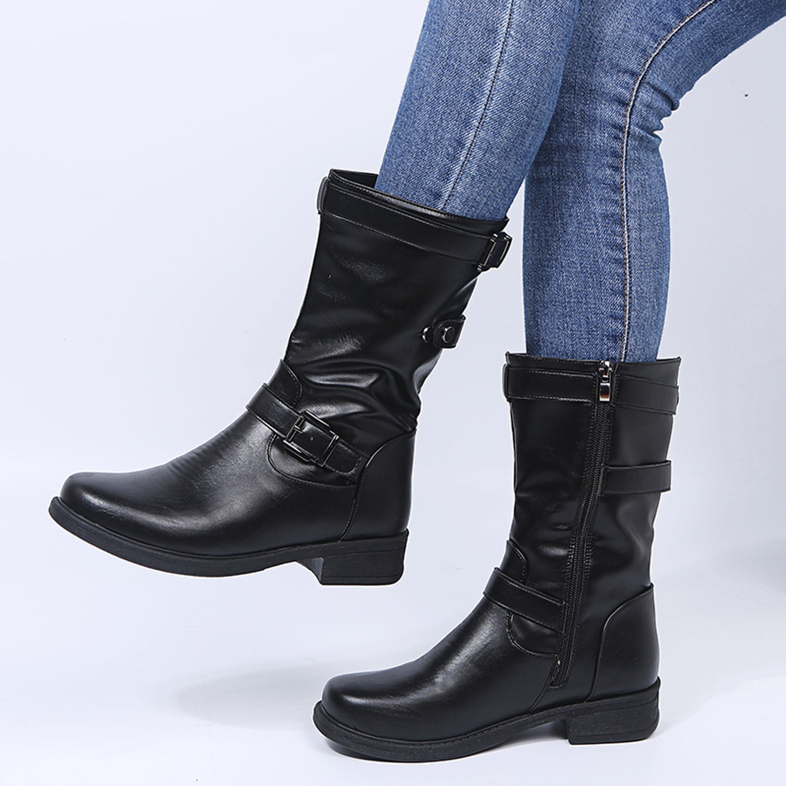 wide leg biker boots