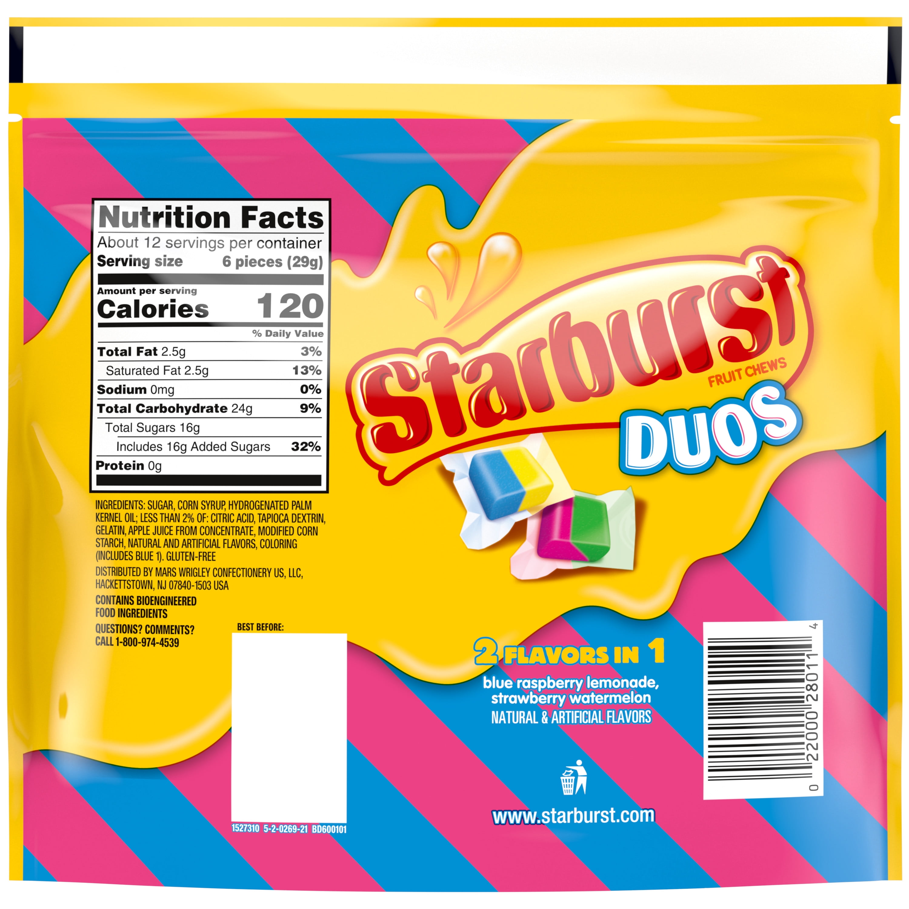 Starburst Duos Fruit Chews Gummy Candy, Sharing Size- 12.5 oz ...