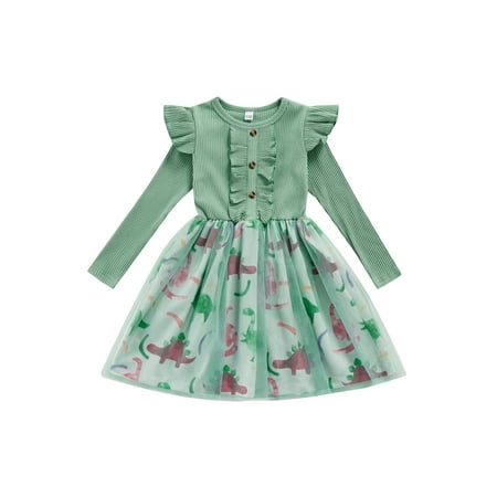 

Amuver Ribbed Mesh Dress Flower Print Fly Sleeve Round Neck One-piece