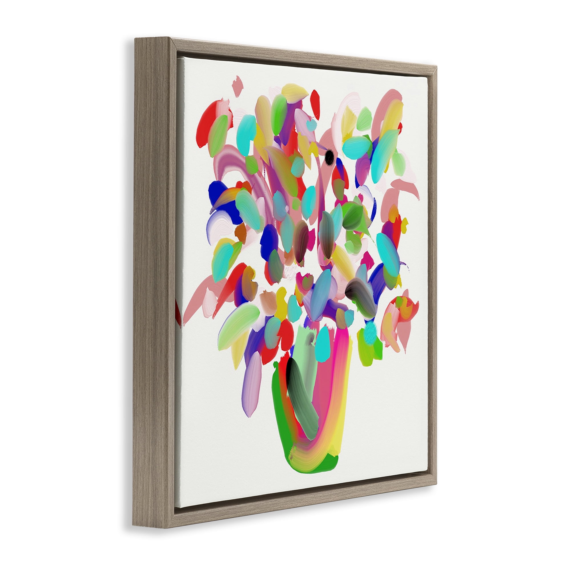 Stupell Industries Mood Flowers Bold Bouquet Plants & Flowers Painting Brown Floater Framed Canvas Art Print Wall Art, 25 x 25