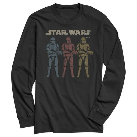 Men's Star Wars: The Rise of Skywalker Stormtrooper Trio Long Sleeve Shirt Black Small