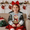 thumbnail image 3 of Xixirimido Cat Snow Christmas Theme Print Toddler Girls Casual Sweatshirt Long Sleeve Pullover with Ruffle Shoulder Graphic Crewneck Sweater for Fall & Winter, for 7-8Y, 3 of 7