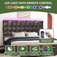 thumbnail image 5 of Uforic Queen Size Upholstered Bed with Charging Station, LED Bed Frame with Headboard, Grey, 5 of 7