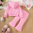 thumbnail image 5 of NAFUU Toddler Baby Girl Clothes Infant Girls Fashion Solid Color Zipper Sweatshirt Jacket And Flare Pants Fall Winter Clothes 2 Piece Set 9-12 Months, 5 of 6