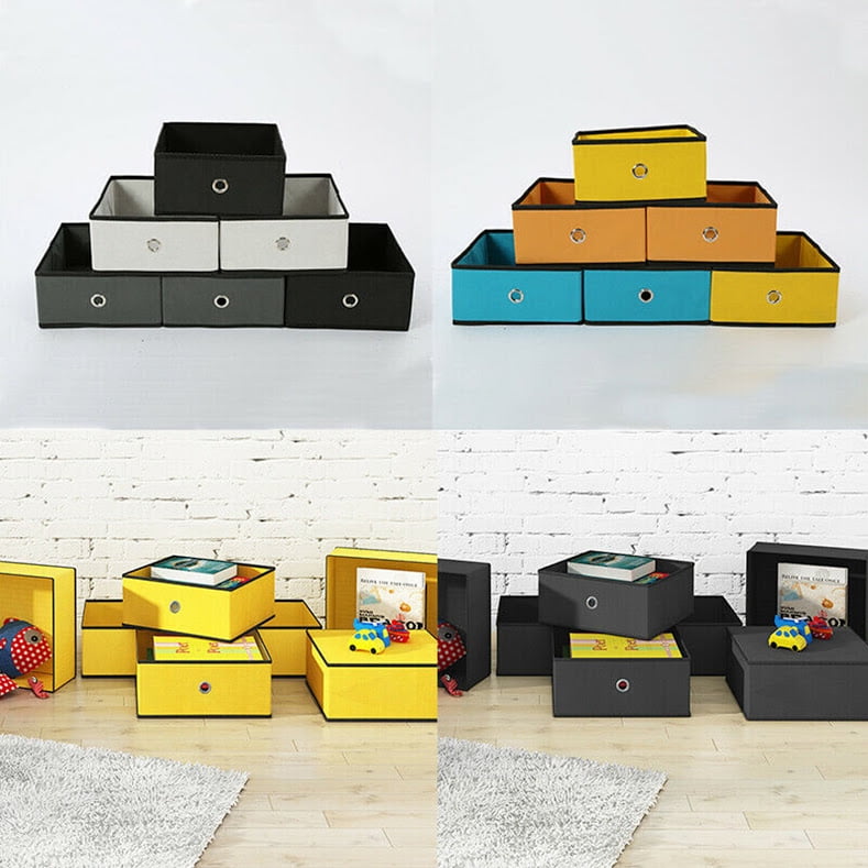 Foldable Storage Bins Cubes Fabric Cubby Basket Drawers Organizer, Set