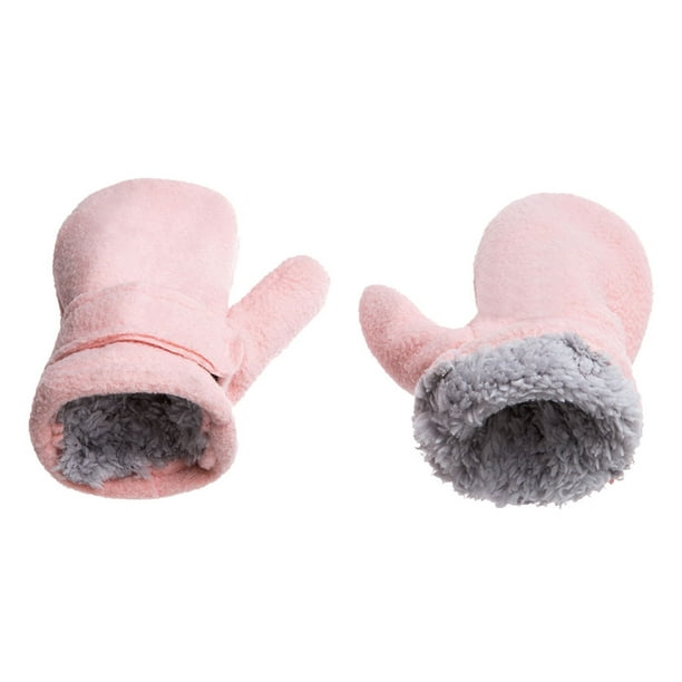 Billuyoard 1 par de manoplas para niños, cubierta para los dedos de invierno, manopla forrada para niños, manopla de lana para mantener el Suministros térmicos Rosa