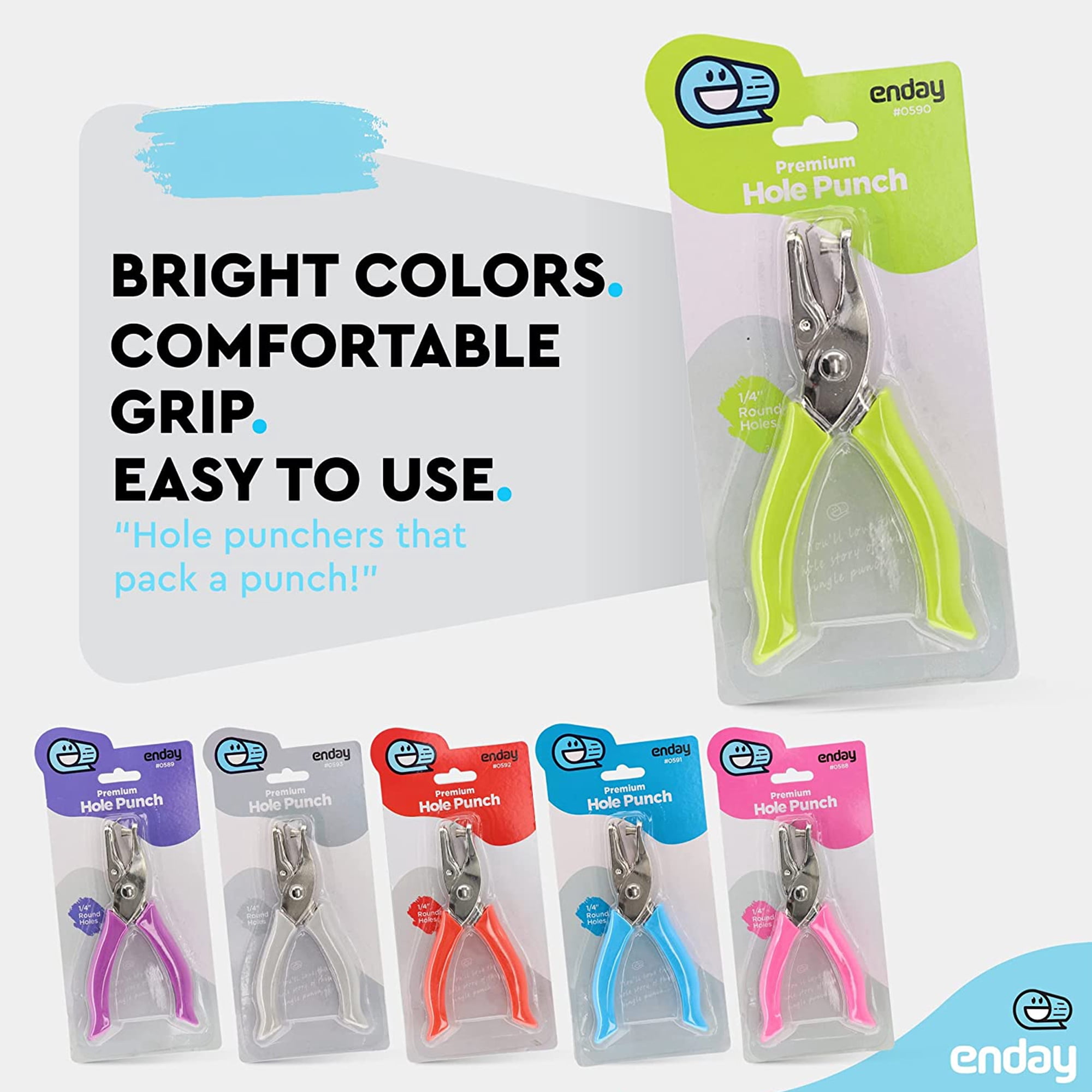 Enday 1/4” Paper Single Hole Puncher Home Office Supplies, Green 6 Pack