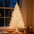 thumbnail image 5 of Bringstar 4FT White Artificial Christmas Tree with 50 String Lights, Mini Tinsel Tree, Not Pre-Lit, for Halloween & Holiday Home & Office Décor, 5 of 13