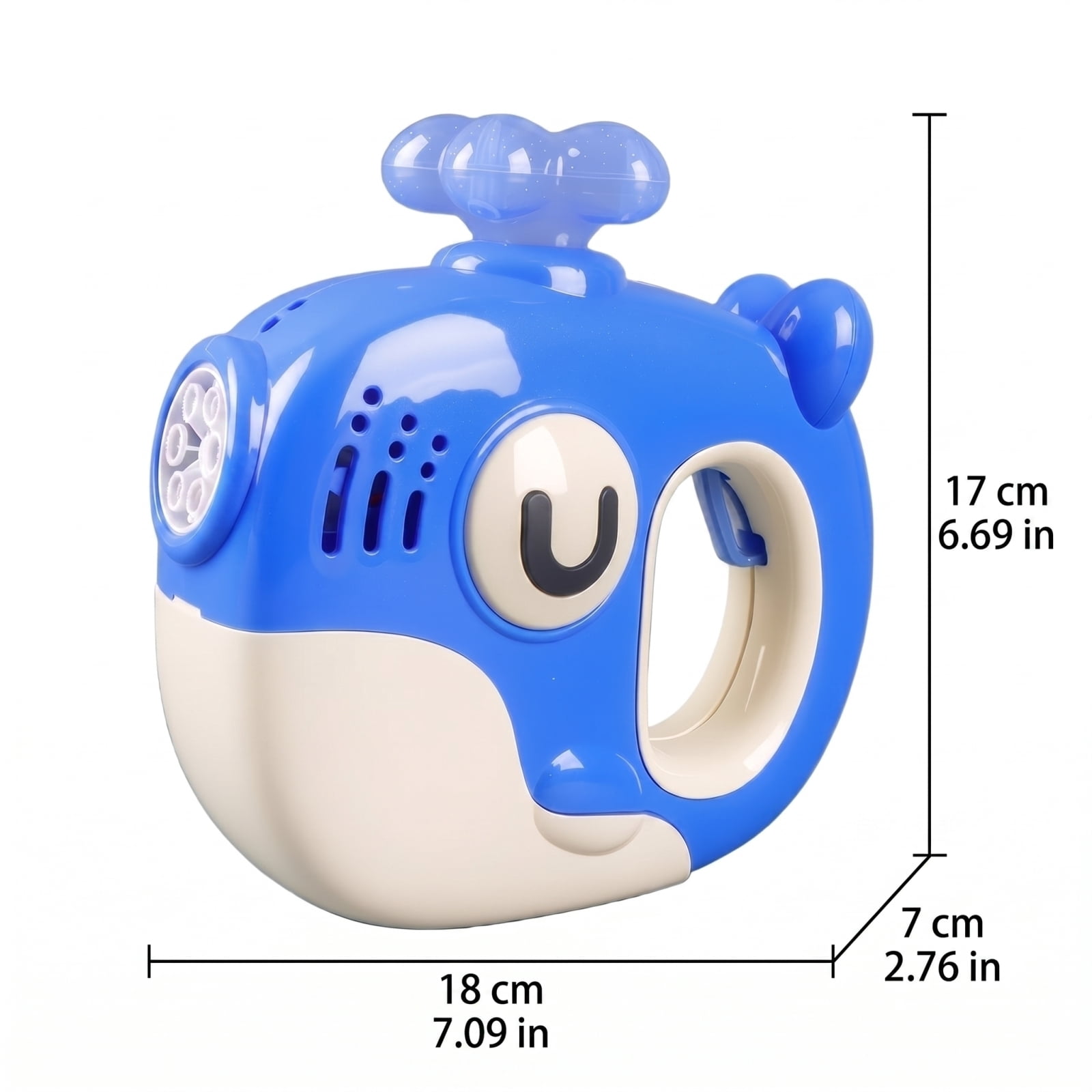 Cartoon Electric Bubble Blowing Machine with LED Lights and Music, Complete Set with Bubble Solution and USB Charging Cable for Outdoor Parties and Backyard Fun (Blue)