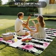 thumbnail image 4 of Pink Red Flower Outdoor Rug for Patio/Deck/Porch, Non-Slip Large Area Rug 3 x 5 Ft, Watercolor Floral Leaf Black White Stripe Indoor Outdoor Rugs Washable Area Rugs, Camping Rug Carpet Runner, 4 of 8