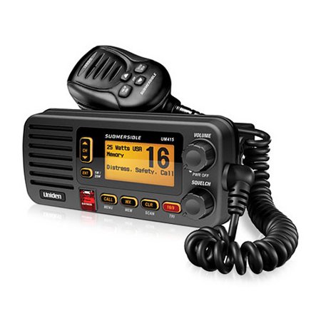 - Uniden UM415BK Ultra Compact Rugged Two Way Marine Radio with Rubber Grip Mic