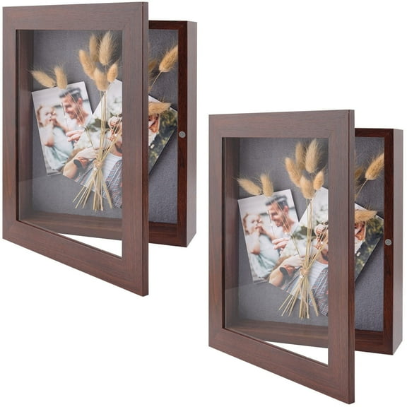 Golden State Art 8x10.5 Inch Brown Shadow Boxes, 2-inch Depth, 6 Pins included, Set of 2