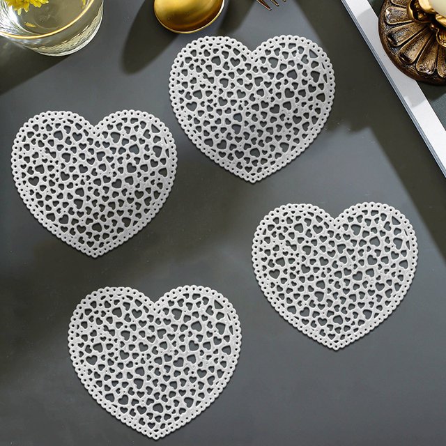 Silver 4 Pack Placemats Round Placemat10cm Placemats Round Placemats Waterproof Oilproof Table Placemats