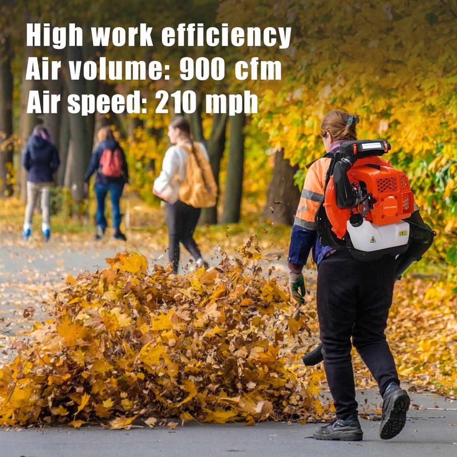 80CC Backpack Gas Leaf Blower, 2-Cycle Gas Powered Backpack Blower with Fuel Tank, 900 CFM Air Volume 206 MPH Speed, Ideal for Lawn Care