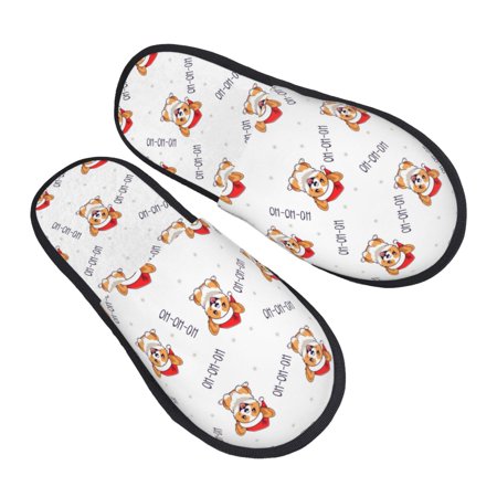 

JUNZAN Corgi With Santa Claus Hat Slippers for Women House Shoes Non Slip Indoor/Outdoor Pineapple And Cactus Designs-Medium