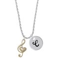 thumbnail image 1 of Delight Jewelry Goldtone Large Clef with Heart Silvertone Script Initial Disc - C - Charm Necklace, 20"+3", 1 of 4