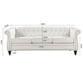 thumbnail image 3 of 3 Seat Sofa Couch PU Rolled Arm Sofa with Silver Studs Trim and Solid Wooden Legs, Super Classic Living Room Sofa with Supple Leather, Chaise Lounge Sofa TV Sofa Upholstered Arm Sofa, White, 3 of 9