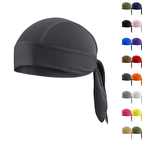 Skull Caps for Men Cooling Bandana Cap Helmet Liner Hat Running Beanie Dark Gray One Size