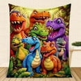 thumbnail image 2 of Cute Smiling Dinosaur Throw Blanket for Kids, 3D Dinosaur Blanket for Boys & Girls, Cozy Fleece Dinosaurs HD Digital Print Flannel Blanket, for Dino-Lover (B, 40×60 in), 2 of 7