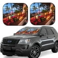 thumbnail image 2 of Uemuo Tropical Beach Candlelight Printed 2 PCS Car Windshield Sun Shade, Auto Sun Heat and UV Rays Blocker, Foldable Automotive Front Window Sunshade Protector, 2 of 7