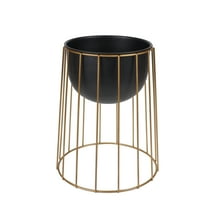 Mainstays Axel 13.5" x 13.5" x 16.25" Round Black and Gold Metal Planter