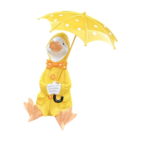 Duck Statue Umbrella Animal Sculpture Resin Craft for Outdoor Pool Porch Fish Pond Corridor Home Decor and Gift