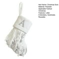 thumbnail image 6 of harmtty Christmas Stocking Hanging Christmas Sock 1pc Christmas White Stocking Letter Embroidery Knitted Handmade Reusable Xmas Tree Hanging Gift Bag Stocking L, 6 of 9