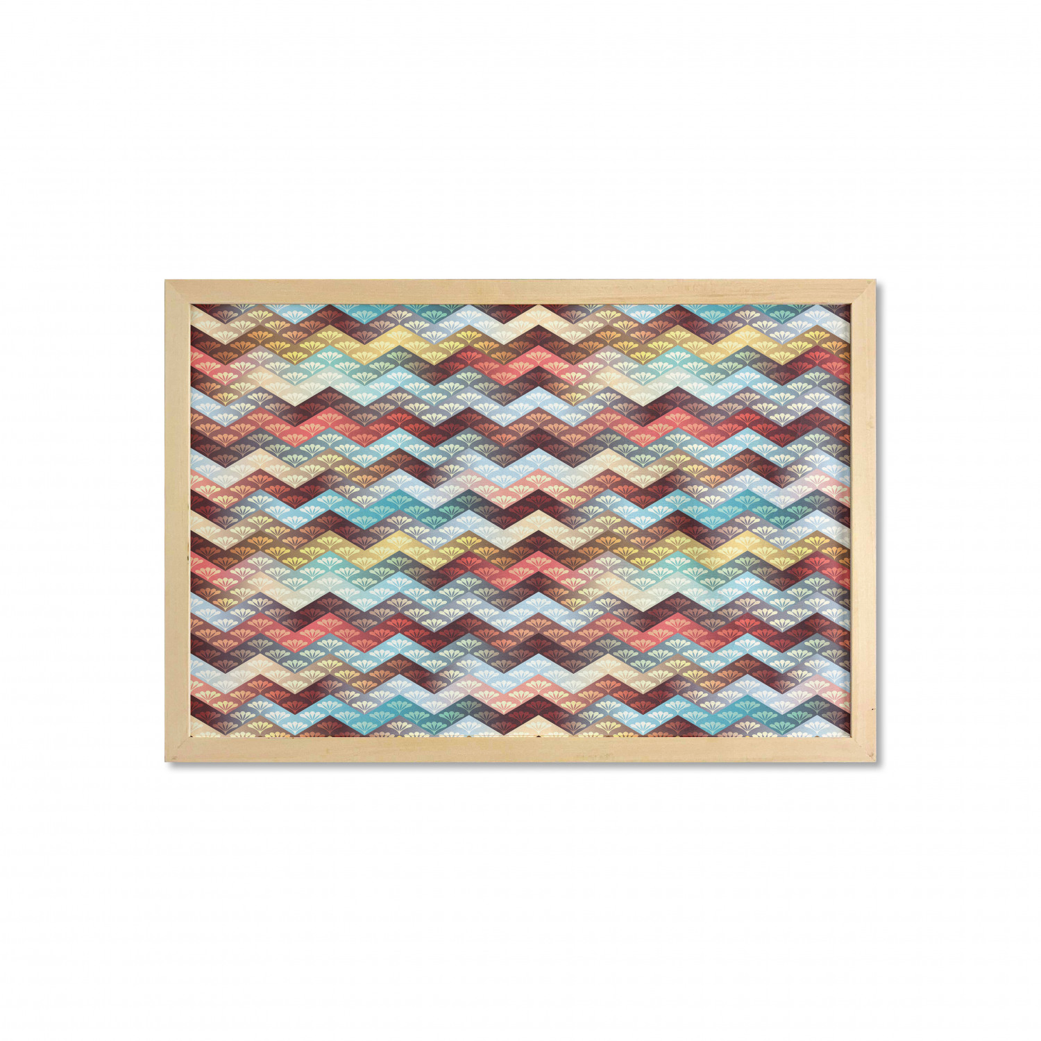 Chevron Wall Art with Frame, Repetitive Ornate Chevron Patterns Filled ...