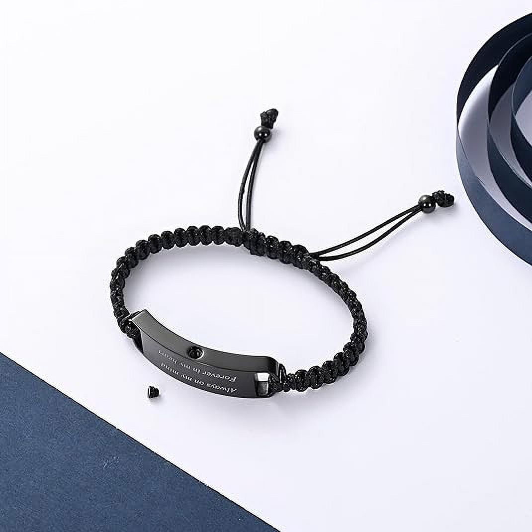 Personalized Square Cremation Urn Bracelet for Ashes for Men Women Stainless Steel Braided Adjustable Wristband Bangle Keepsake Human Pet Memorial Gift