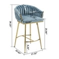 thumbnail image 5 of Peispie 26" Counter Height Bar Stools Set of 2, Modern Velvet Barstools with Mid Back and Gold Metal Legs, Padded Kitchen Island Chairs with Hand-Wave Design for Home Bar, Blue, 5 of 6