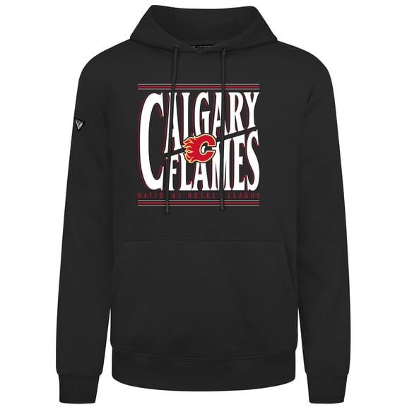 Men's Levelwear  Black Calgary Flames Podium Powerhouse Pullover Hoodie