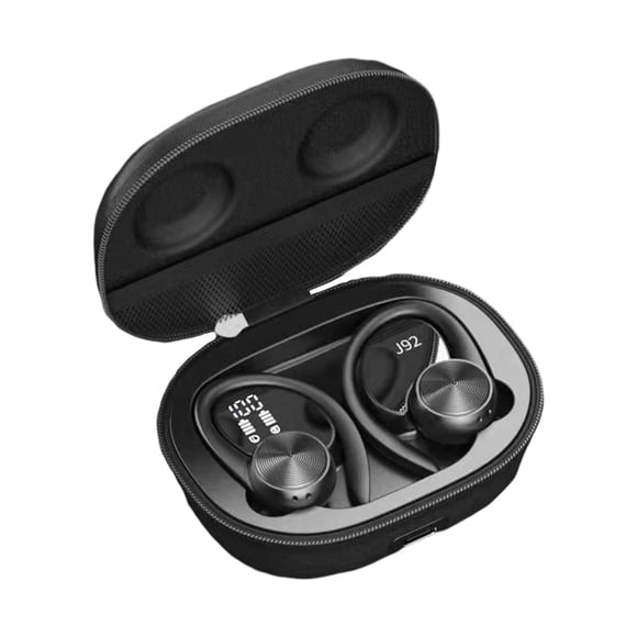 Auriculares inalámbricos Bluetooth 5.0 con ganchos para la oreja, graves profundos, llamadas nítidas con carga Negro