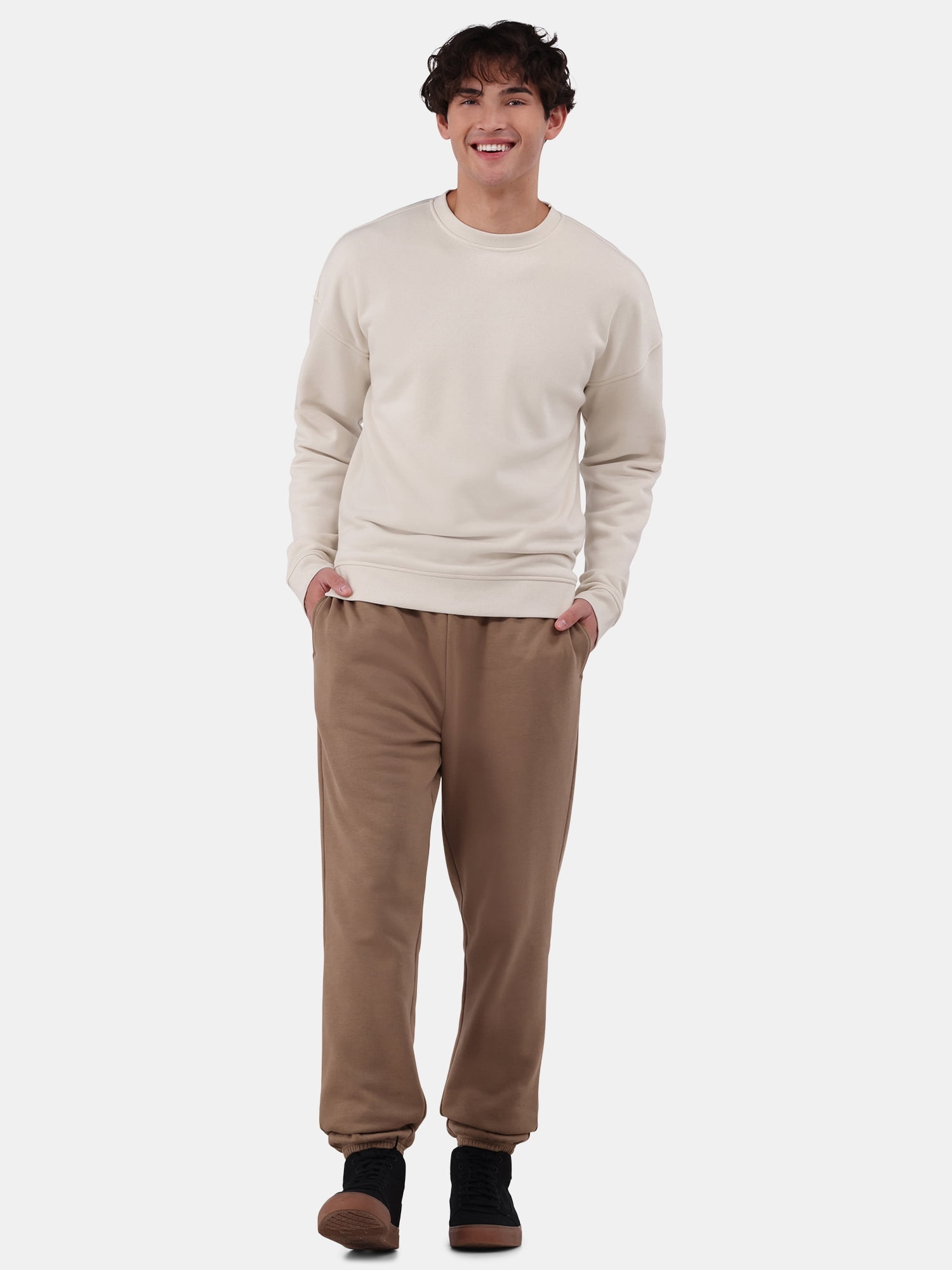 No Boundaries All Gender Fleece Crewneck Sweatshirt with Long Sleeves, Men's and Big Men’s