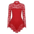 thumbnail image 4 of Aislor Women's Girls Ballet Dance Dress Lace Long Sleeve Figure Ice Skating Dress Leotard Dancewear, 4 of 7