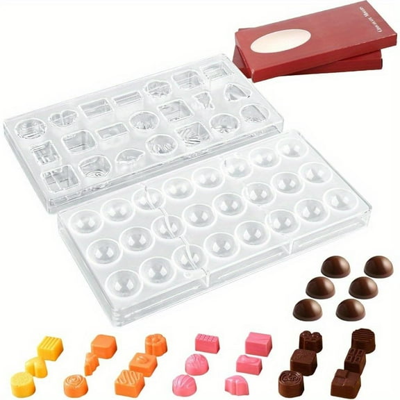 2 Pieces Chocolate Moulds Polycarbonate Chocolate Mold for Chocolate Candy Pudding Pastry Making for Sweets Wedding or Birthday Cakes DIY Baking Molds